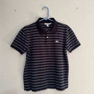 💙La Coste💙Black and Gray Striped Polo Shirt